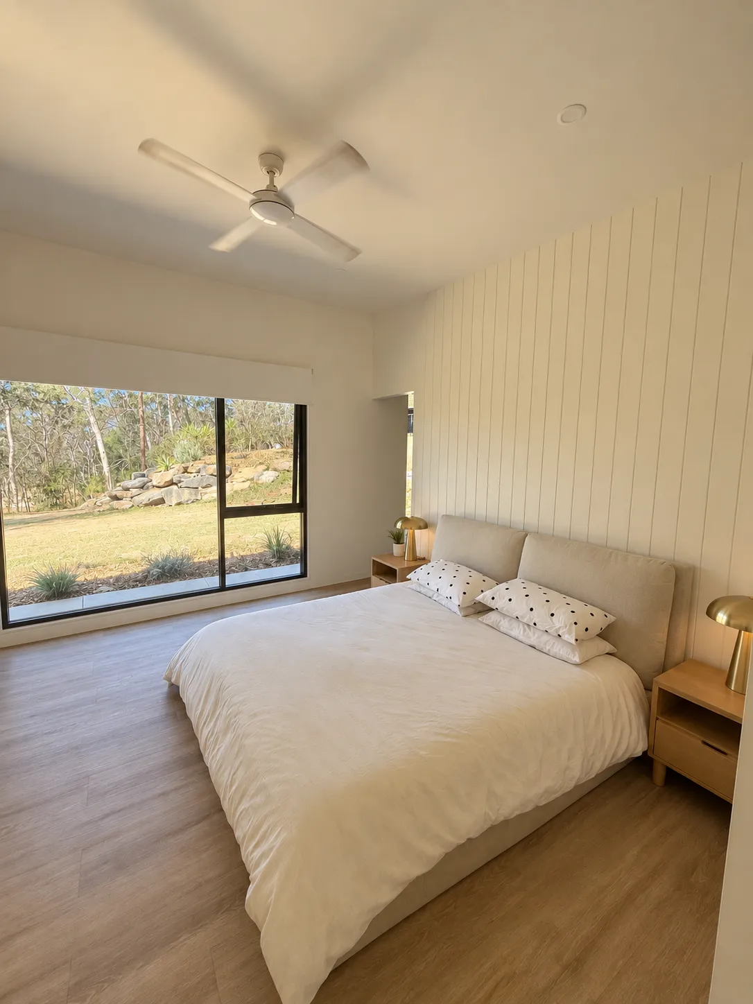 Garden guest house bedroom with garden outlook