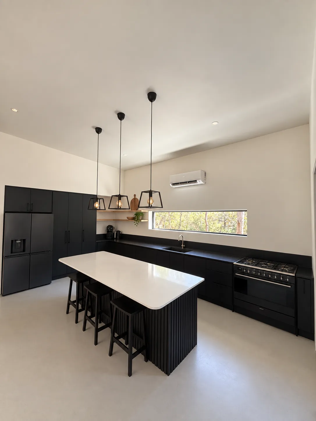 Garden guest house kitchen with island bench