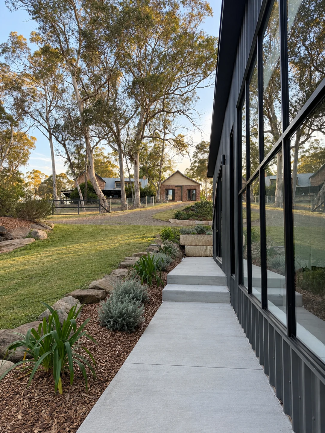 Outlook from the garden guest house towards the main home