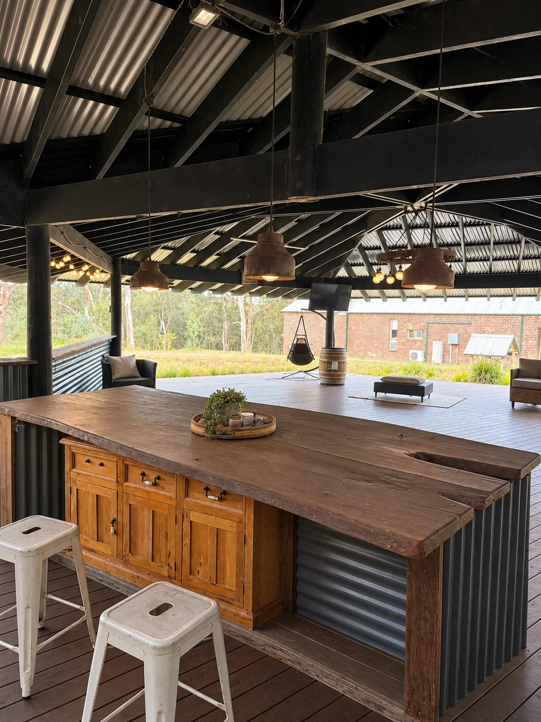 Timber bar inside the entertaining pavilion